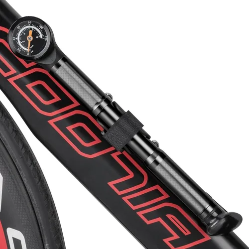 Vista 7 de CXWXC Bomba de bicicleta portátil - Mini bomba de bicicleta con manómetro se adapta a válvulas Presta y Schrader - Bomba de aire para bicicleta