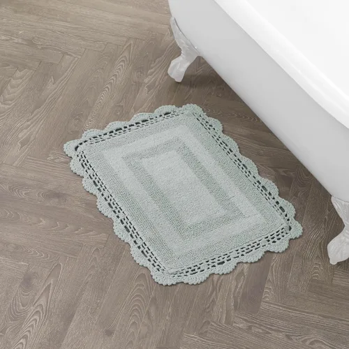 Vista 10 de Laura Ashley Alfombra de baño de algodón de ganchillo 17x24 in, Aqua