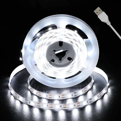 Vista 12 de echosari Tira de luces USB 5V, tira de luces LED de 9.8 pies con 180 luces LED cortables, cada 2835 SMD, superbrillante con autoadhesivo DIY