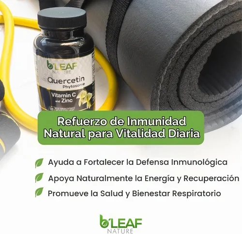 Vista 7 de B'LEAF NATURE Fitosoma de quercetina, 120 cápsulas – 1000 mg de quercetina de alta absorción con vitamina C y zinc – Suplemento de quercetina
