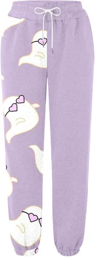 Vista 4 de Pantalones deportivos holgados de cintura alta para mujer, otoño, Halloween, estampado de calabaza, pantalones deportivos Y2K modernos con bolsillos
