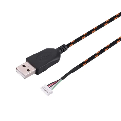 Vista 6 de Cable de repuesto para mouse USB, accesorio de reparación para cable Steelseries Mouse Computer Mouse (Negro+Naranja)