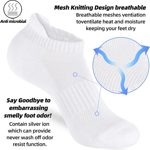 Vista 6 de ATBITER Womens Ankle Socks 6 Pairs Cushioned Running Athletic No Show Socks With Tab