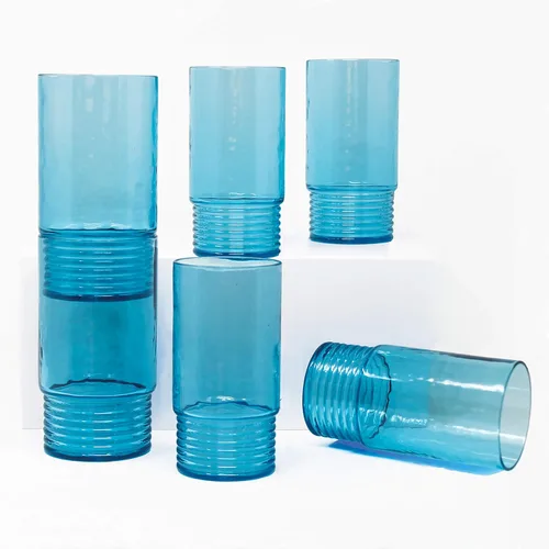 Vista 3 de Le Cadeaux Tritan Santorini - Vaso grande para cristalería, color azul, juego de 6