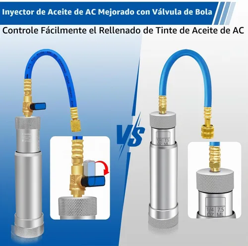 Vista 2 de Kit de Inyector de Aceite y Tinte de AC Boltigen, Herramientas de Inyección de Aceite y Tinte de A/C con Acoplados Rápidos Ajustables R134a R1234YF
