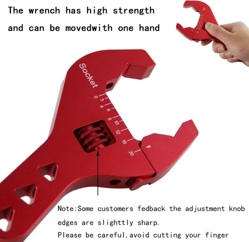 Vista 5 de AN3-20 Llave AN compacta ajustable de aluminio Llave universal con mango corto (rojo, AN3-AN20)