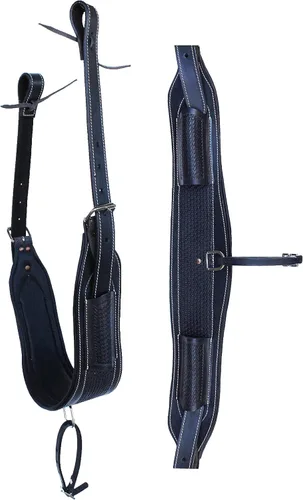 Vista 5 de Horse Western Tooled Padded Leather Rear Flank Saddle Cinch Billets 9782