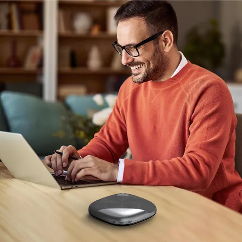 Vista 8 de HORION Altavoz de conferencia con micrófono, altavoz Bluetooth inalámbrico para computadora de reuniones de oficina, con 8 micrófonos, captación