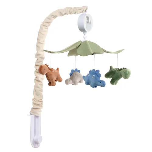 Vista 6 de Lambs & Ivy Dino-Might Multicolor Dinosaurio Musical Baby Cuna Móvil Chupete Juguete