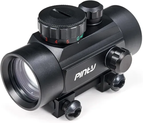 Vista 9 de PINTY Óptica de punto rojo reflex con múltiples retículas, visor táctico compacto para rifle con riel Picatinny, pistola, Airsoft
