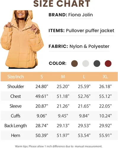 Vista 2 de Fiona Jolin Chaqueta acolchada para mujer, ligera, de gran tamaño, con capucha, abrigos, abrigos, ropa de abrigo