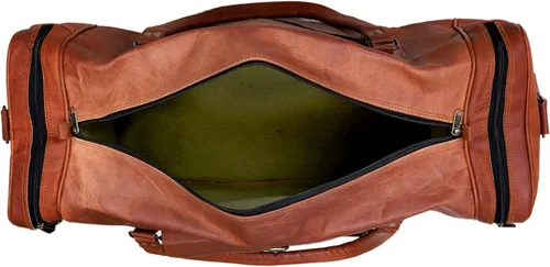 Vista 6 de Bolsa de cuero genuino de 24 pulgadas para viajes durante la noche de fin de semana, bolsa de cuero para deportes, gimnasio, bolsa de viaje