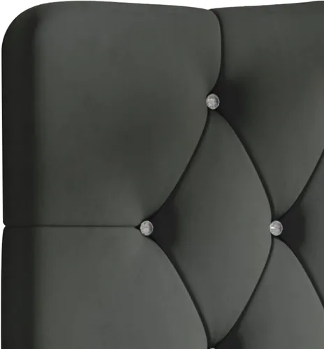 Vista 11 de Cabecera tapizada de terciopelo ajustable con botones de diamantes de cristal doble, color azul claro