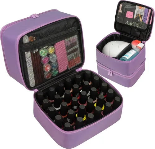 Vista 8 de ButterFox Estuche organizador de esmalte de uñas con capacidad para 60 botellas, se adapta a lámpara de uñas, almacenamiento de doble capa