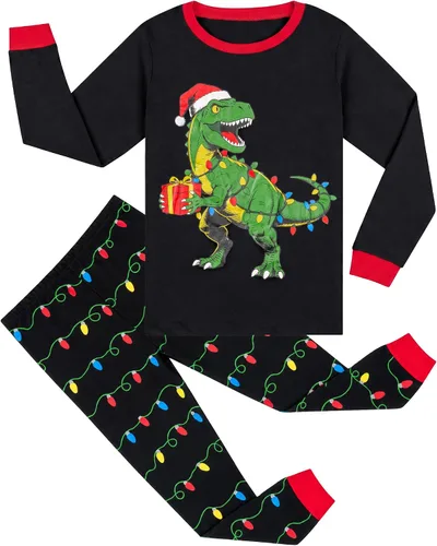 Vista 10 de HONGTEYA Conjunto de ropa de algodón de manga larga para niños y niñas 3-8T 1 coche de Navidad larga