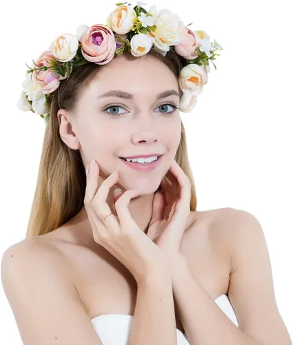 Vista 2 de Diadema Ddazzling diseño de flores diadema floral para bodas guirnalda festivales fotografía para mujer