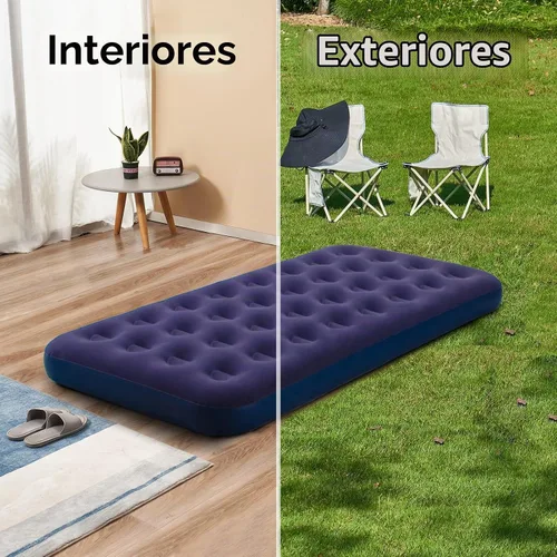 Vista 4 de Colchón de Aire Tamaño Individual Inflable para Acampar y Hogar, Almohadilla para Dormir Hinchable