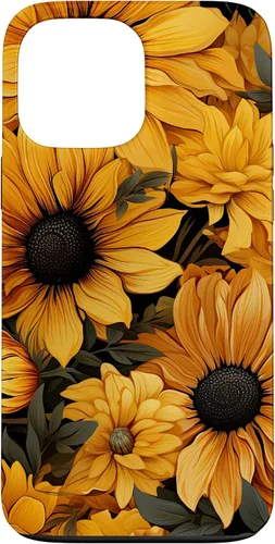 Vista 22 de iPhone 14 Flores de girasol hermoso floral amarillo patrón patrón caso