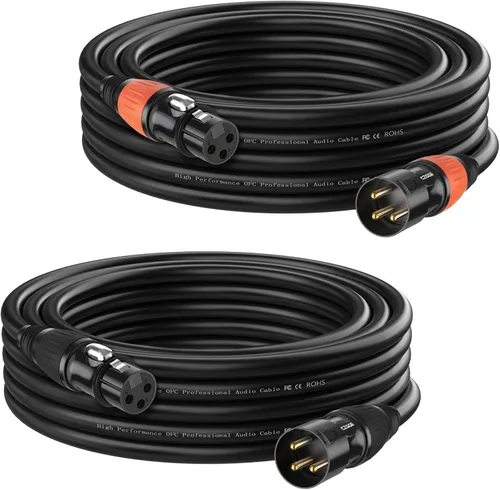 Vista 11 de Cable DMX de 10 pies, paquete de 6, cables flexibles XLR chapados en oro de 3 pines Hombre a hembra, compatible con micrófono, luz de escenario