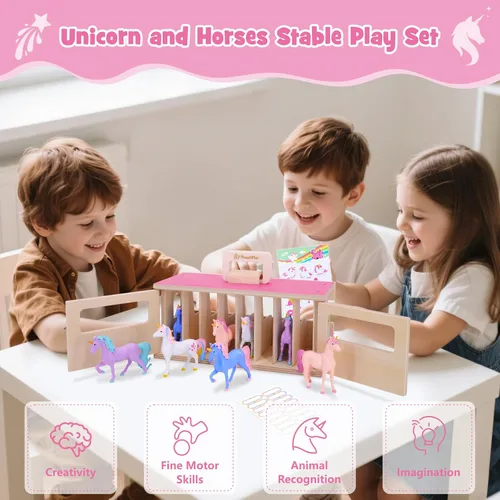 Vista 2 de Juego estable de madera del unicornio, establo del caballo