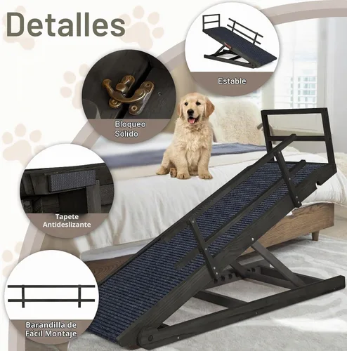 Vista 5 de Rampa para perros para sofá, rampa para mascotas de 7 alturas ajustables
