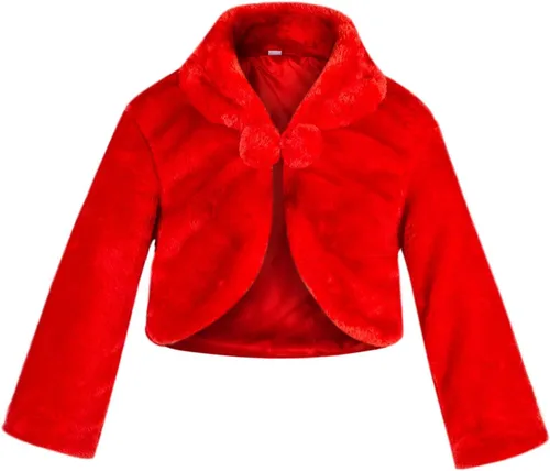 Vista 8 de SK Studio Niñas Princesa Bolero de piel sintética con flores para fiesta, boda, disfraz Negro