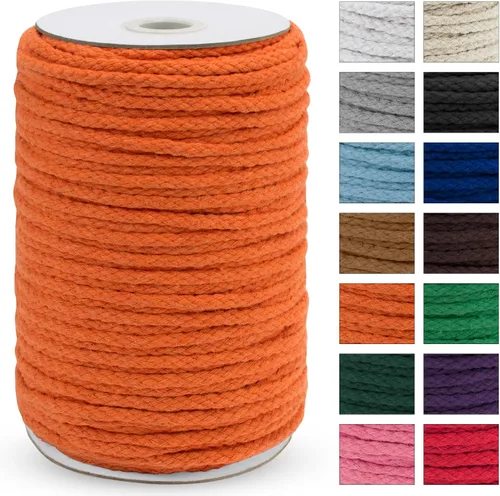 Vista 9 de JeogYong Cuerda trenzada de macramé de 0.197 in x 295 pies, cuerda de algodón trenzada natural de 8 hebras, cuerda de macramé de colores para colgar