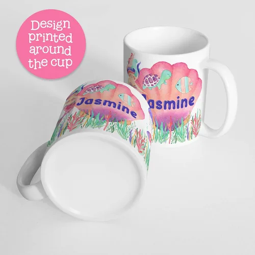 Vista 3 de Taza de sirenas para niños con nombre personalizado, apta para microondas y lavavajillas, taza irrompible para niños, sin BPA