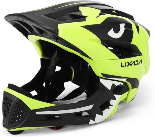 Vista 15 de Lixada Casco de bicicleta para niños, ajustable, desmontable, de cara completa, casco de ciclismo para niños, bicicleta, monopatín, scooter,