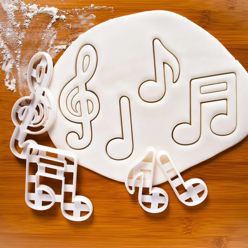 Vista 2 de Juego de 4 cortadores de galletas de notas musicales, 4 piezas - Bakerlogy
