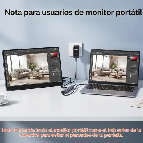 Vista 8 de Hub USB C de 10 Gbps, divisor USB C MOKiN con salida de video 4K a 60Hz