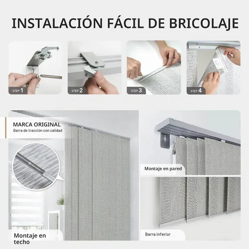 Vista 7 de GoDear Design Persianas verticales ajustables para puerta corredera de vidrio de 45.8 a 86 pulgadas de ancho x 96 pulgadas de alto, persianas