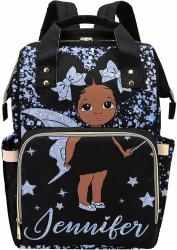 Vista 18 de Bolsa de pañales personalizada con purpurina brillante, color rosa, oro rosa, rubor, con nombre, bolsas de pañales de viaje, mochila casual