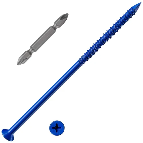 Vista 25 de Wensilon 49 piezas) Kit de ancla de tornillo para hormigón de 1/4" con cabeza plana azul para anclar a mampostería, bloque o ladrillo estuco
