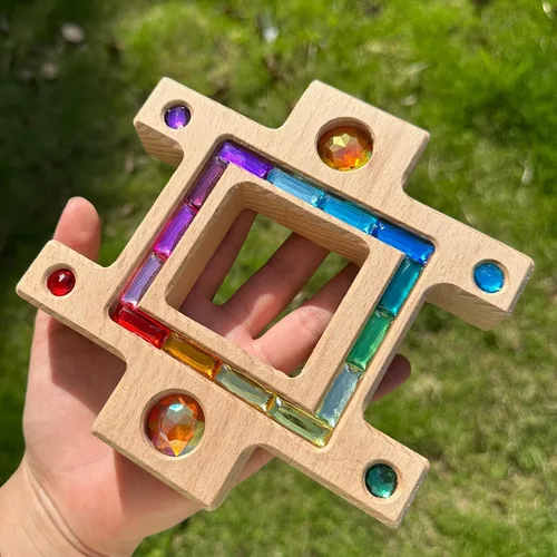 Vista 7 de 16 bloques de gemas de madera acrílica, juguetes apilables coloridos acrílicos brillantes, juguetes educativos Montessori de extremo abierto
