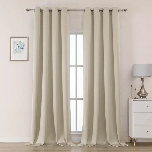 Vista 58 de OWENIE Cortinas 100% opacas de 63 pulgadas de largo, 2 paneles para dormitorio, sala de estar, cortinas superiores con ojales con aislamiento Negro