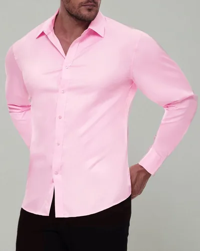 Vista 57 de Alimens & Gentle Camisas de vestir para hombre, manga larga, elásticas, sin arrugas, con botones