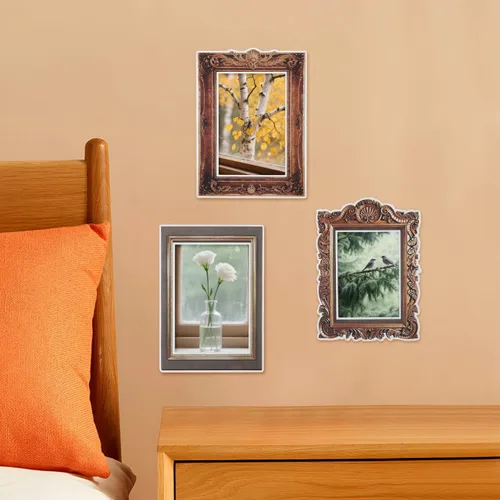 Vista 7 de Kichvoe 8 calcomanías de pared para marco de fotos vintage, calcomanías