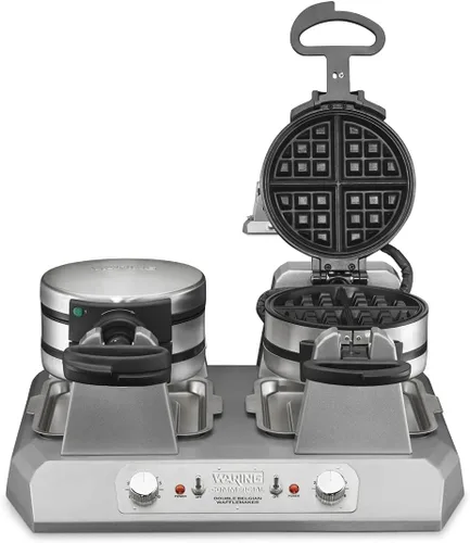 Vista 10 de Waring Commercial WW180X waflera belga simple de resistencia alta, placas antiadherentes recubiertas, produce 25 waffles por hora, 120V, 1200W