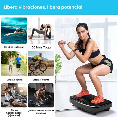 Vista 4 de SoftGym Vibration Plate Exercise Machine for Lymphatic Drainage Weight Loss,120 Speed Levels Vibrating Platform with Resistance Bands,Full-Body