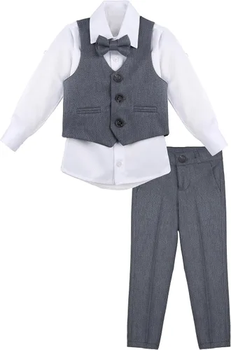 Vista 2 de Lilax Traje formal para niños de 4 piezas, chaleco, pantalones y corbata