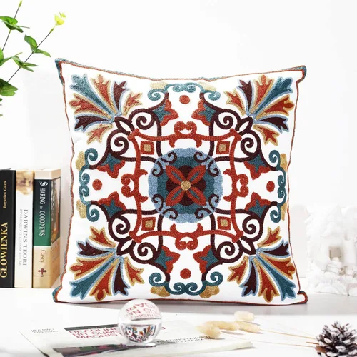 Vista 8 de Juego de 2 fundas de almohada decorativas para sofá de 18 x 18 pulgadas, con patrón bordado para sala de estar, sofá, cama, silla