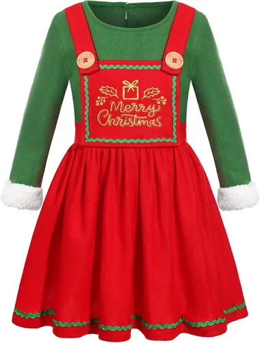 Vista 2 de Disfraz de elfo navideño para niños, conjunto de vestido de elfo de Navidad