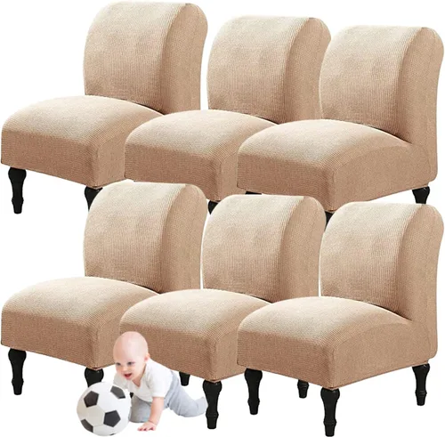 Vista 23 de Fundas elásticas para silla sin brazos, extraíbles y lavables, de elastano jacquard sin reposabrazos, protector de muebles para sala de estar, Verde