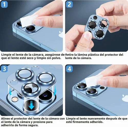 Vista 6 de Korecase Paquete de 2 protectores de lente de cámara para iPhone 13 Pro Max/13 Pro, color negro Vidrio templado de metal, fuerte adherencia