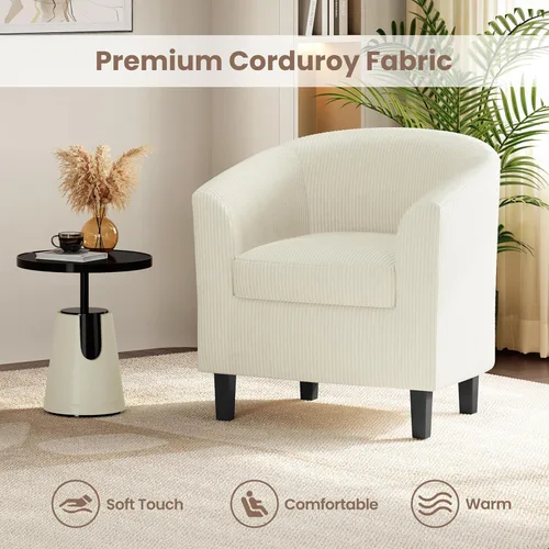 Vista 7 de Yaheetech Silla de Terciopelo Barril, Silla Decorativa Tapizada de Club, Silla Redonda con Cojín Suave para Sala de Estar, Dormitorio, Sala