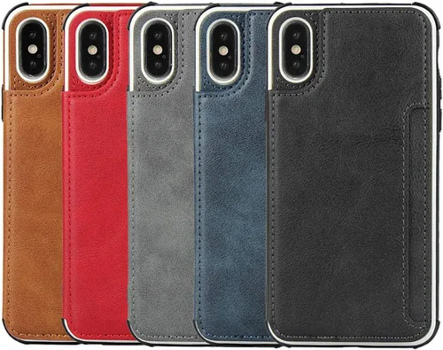 Vista 9 de iCoverCase Compatible con iPhone X/XS Wallet Funda para teléfono con tarjetero y correa para la muñeca de piel sintética con función atril a prueba