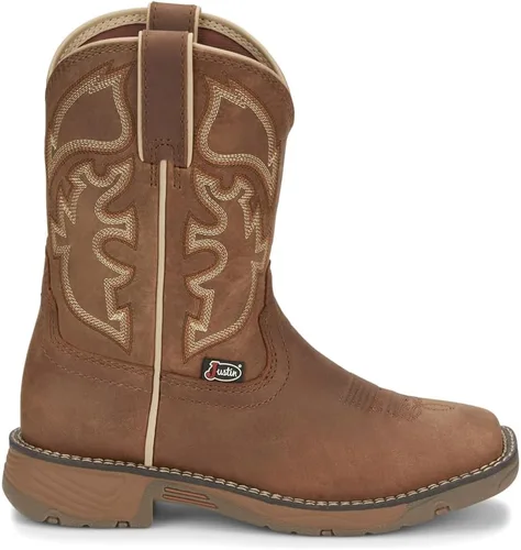 Vista 3 de Justin Boots Niños Niños Rush Punta Cuadrada Casual Botas Mid Calf - Marrón