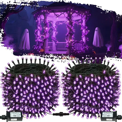 Vista 17 de OZS Guirnalda de luces de Navidad conectables rojas y blancas, paquete de 2 luces de Navidad de 164 pies en total de 400 LED para Rojo y blanco