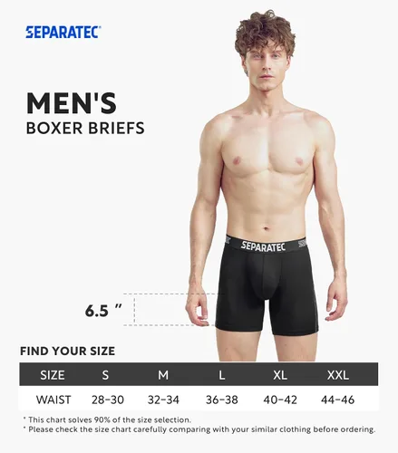 Vista 6 de Separatec Mens Underwear Dual Pouch Boxer Briefs Moisture Wicking & Breathable ComfortSoft Underwear with Fly 3 or 6 Pack